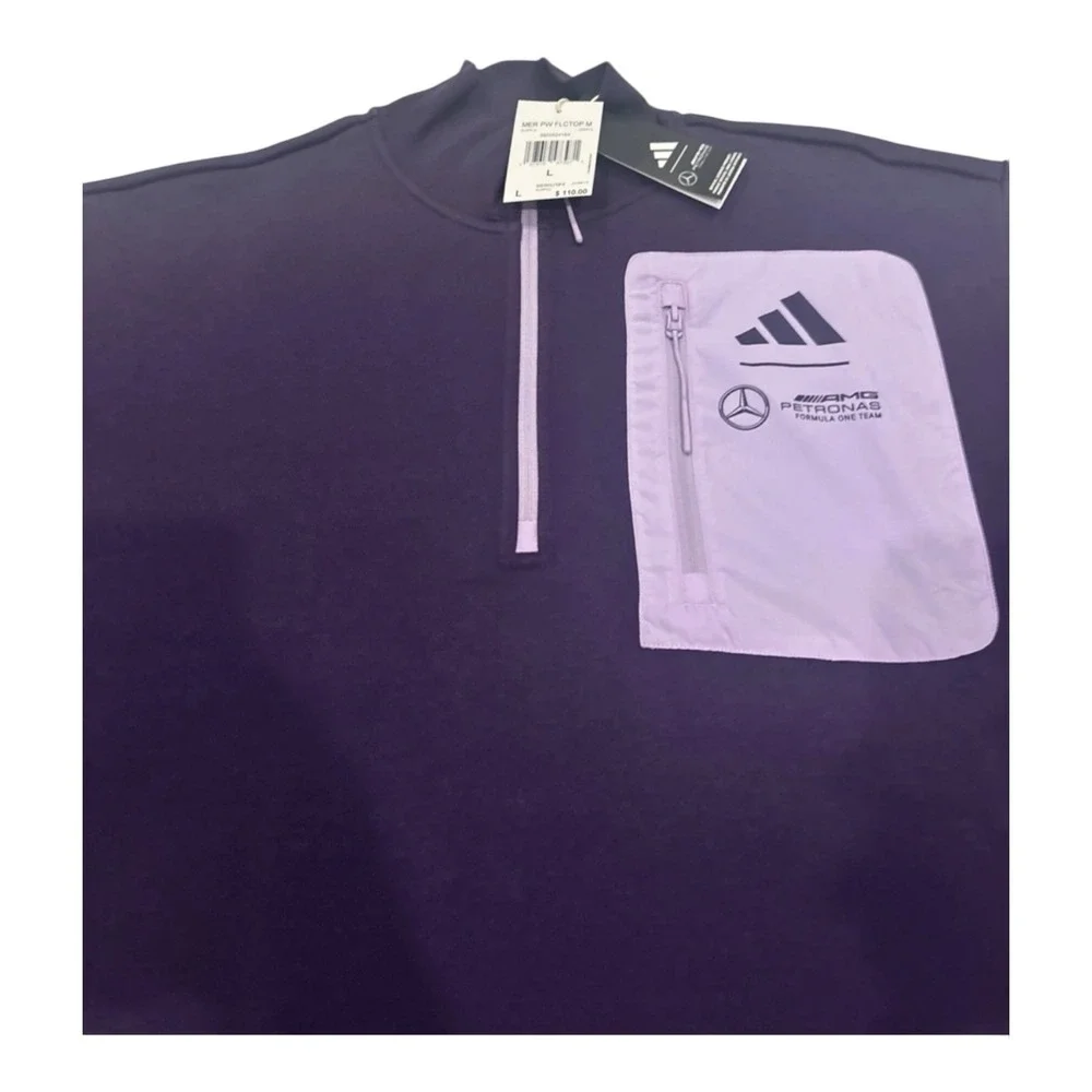 adidas Mercedes AMG Petronas F1 Quarter Zip Pullover Mens Large NWT JX8815